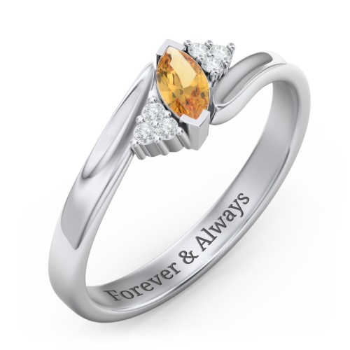Twisted Marquise Ring with Shoulder Accents