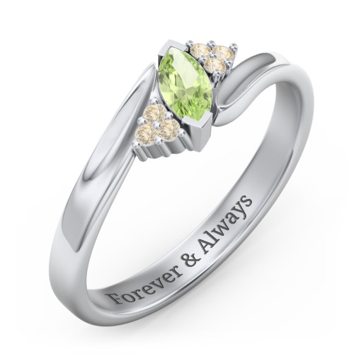 Twisted Marquise Ring with Shoulder Accents