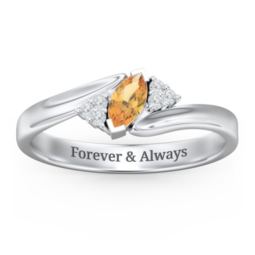 Twisted Marquise Ring with Shoulder Accents