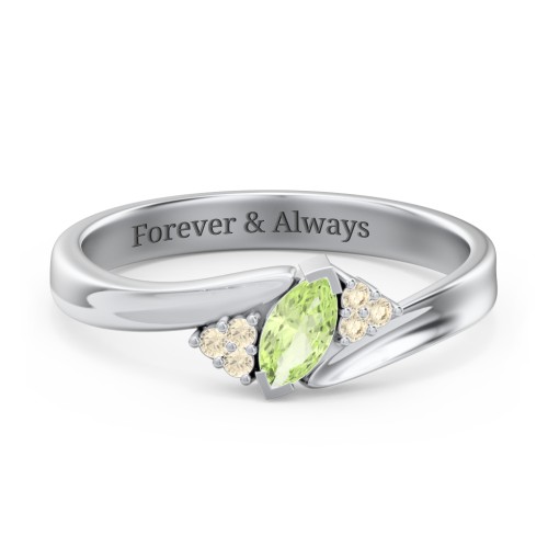 Twisted Marquise Ring with Shoulder Accents