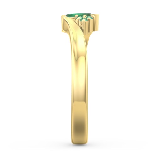 Twisted Marquise Ring with Shoulder Accents – 18K Gold Plated Silver with Emerald and Green Premium Zirconia