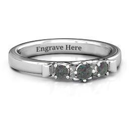 3-Stone Ring with Heart Gallery in 925 Sterling Silver with Alexandrite