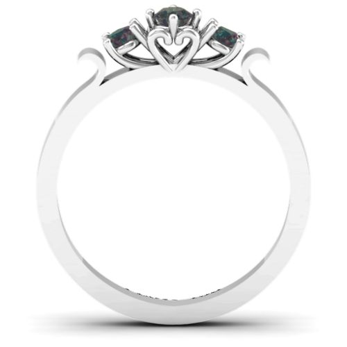 3-Stone Ring with Heart Gallery – Sterling Silver with Alexandrite