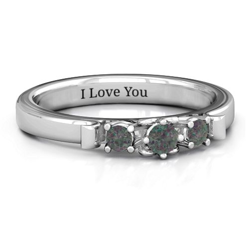 3-Stone Ring with Heart Gallery – Sterling Silver with Alexandrite
