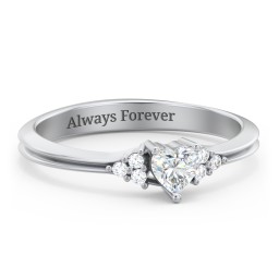 Narrow Heart Ring with Shoulder Accents