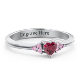Narrow Heart Ring with Shoulder Accents