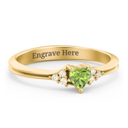 Narrow Heart Ring with Shoulder Accents