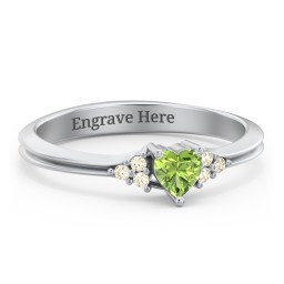 Narrow Heart Ring with Shoulder Accents