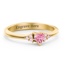 Narrow Heart Ring with Shoulder Accents