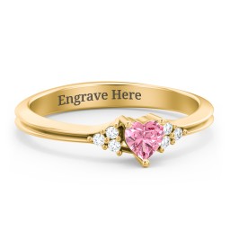 Narrow Heart Ring with Shoulder Accents