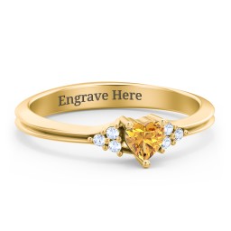 Narrow Heart Ring with Shoulder Accents