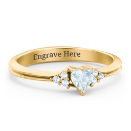 Narrow Heart Ring with Shoulder Accents