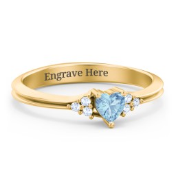 Narrow Heart Ring with Shoulder Accents