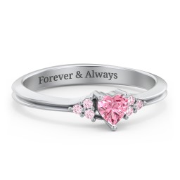 Narrow Heart Ring with Shoulder Accents