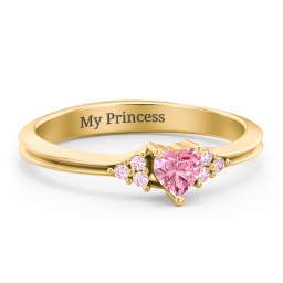 Narrow Heart Ring with Shoulder Accents