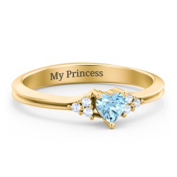 Narrow Heart Ring with Shoulder Accents