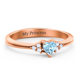 Narrow Heart Ring with Shoulder Accents