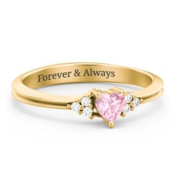 Narrow Heart Ring with Shoulder Accents