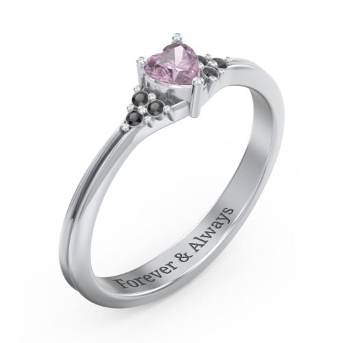 Narrow Heart Ring with Shoulder Accents