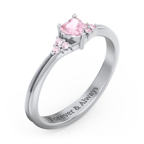 Narrow Heart Ring with Shoulder Accents