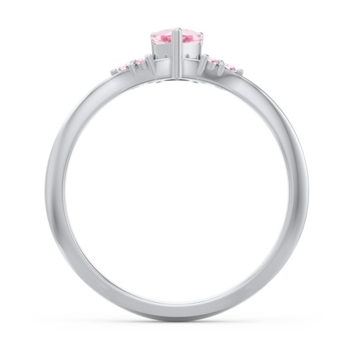 Narrow Heart Ring with Shoulder Accents