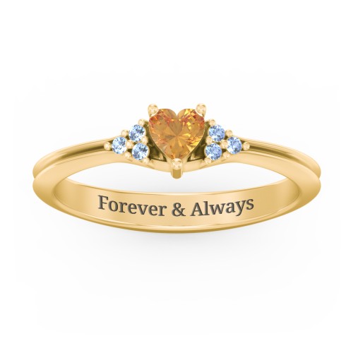 Narrow Heart Ring with Shoulder Accents