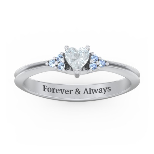 Narrow Heart Ring with Shoulder Accents