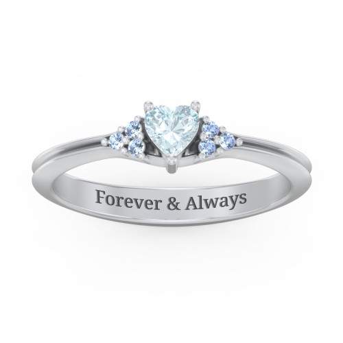 Narrow Heart Ring with Shoulder Accents