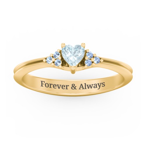 Narrow Heart Ring with Shoulder Accents