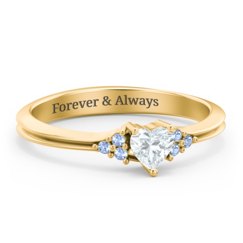 Narrow Heart Ring with Shoulder Accents