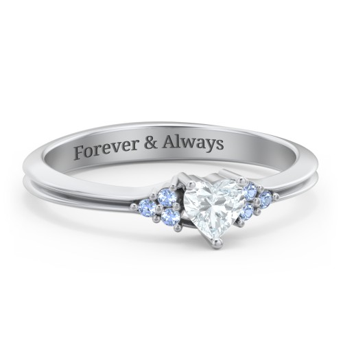 Narrow Heart Ring with Shoulder Accents