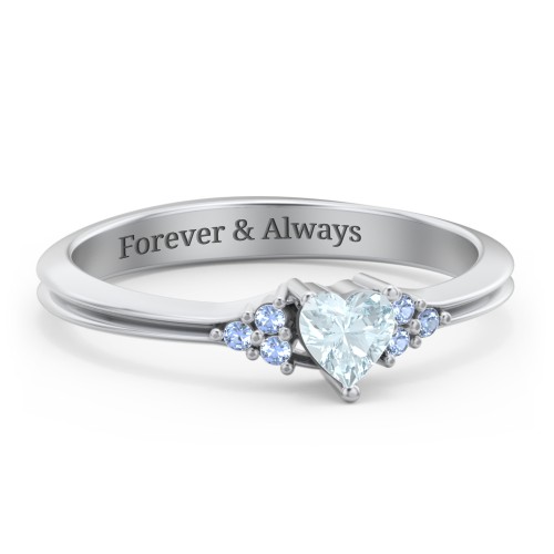 Narrow Heart Ring with Shoulder Accents