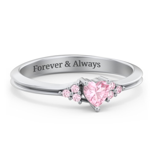 Narrow Heart Ring with Shoulder Accents