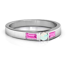 Solitaire Bridge Ring with Baguette Accents