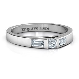 Solitaire Bridge Ring with Baguette Accents