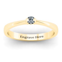 Semi Bezel Set Solitaire Ring in 10K Solid Yellow Gold with Cubic Zirconia