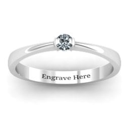 Semi Bezel Set Solitaire Ring in 925 Sterling Silver with Cubic Zirconia