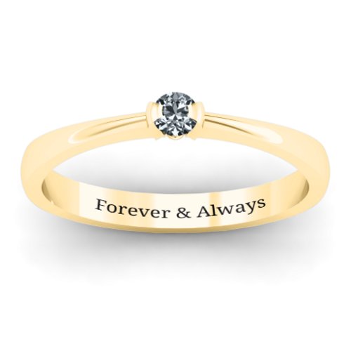 Semi Bezel Set Solitaire Ring – 10K Yellow Gold with Cubic Zirconia