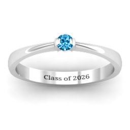 Semi Bezel Set Solitaire Ring in 925 Sterling Silver with Blue Topaz