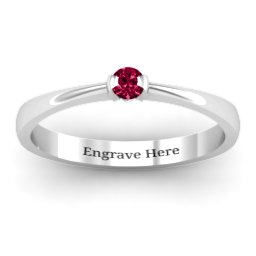 Semi Bezel Set Solitaire Ring in 925 Sterling Silver with Ruby