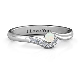 Solitaire Wave Ring with Stone Accents