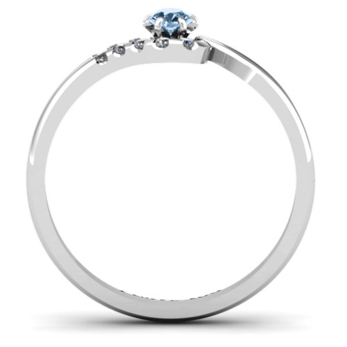 Solitaire Wave Ring with Stone Accents