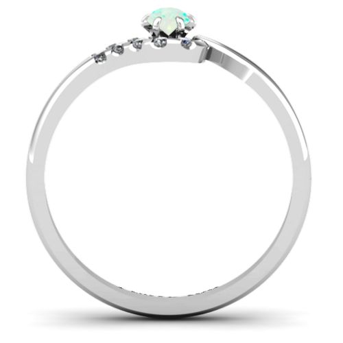 Solitaire Wave Ring with Stone Accents