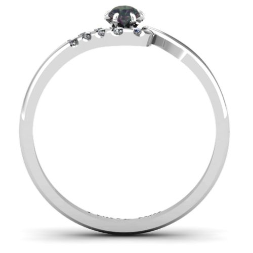 Solitaire Wave Ring with Stone Accents