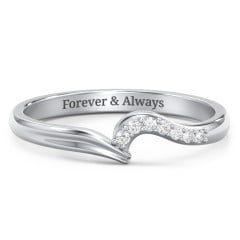 Wave Band Ring with Stone Accents