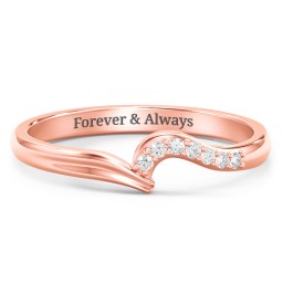 Wave Band Ring with Stone Accents