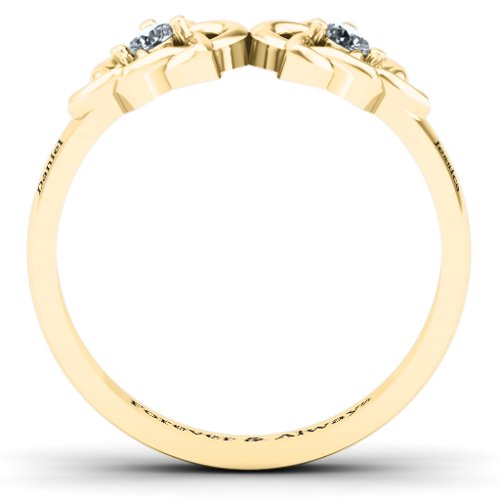 Double Celtic Gemstone Ring – 10K Yellow Gold with Cubic Zirconia