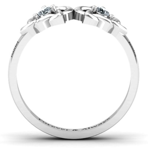 Double Celtic Gemstone Ring – Sterling Silver with Cubic Zirconia