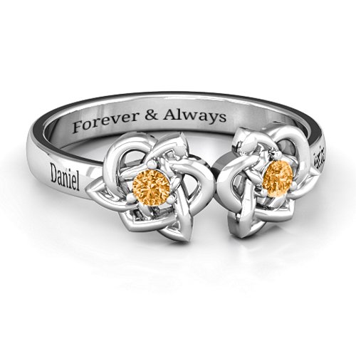 Double Celtic Gemstone Ring