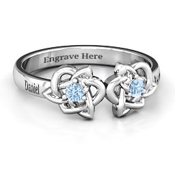 Double Celtic Gemstone Ring in 925 Sterling Silver with Aquamarine